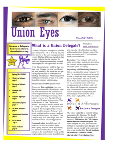 Union Eyes What is a Union Delegate? FALL 2014 ISSUE