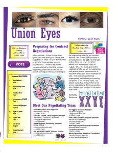Union Eyes Preparing for Contract Negotiations SUMMER 2014 ISSUE