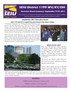 SEIU District 1199 WV/KY/OH September 9-10, Executive Board Summary: 2011