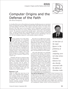 Computer Origins and the Defense of the Faith Article