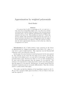Approximation by weighted polynomials David Benko