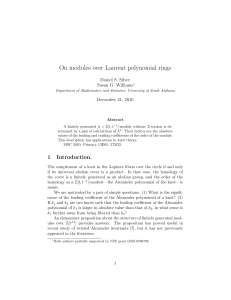 On modules over Laurent polynomial rings Daniel S. Silver Susan G. Williams