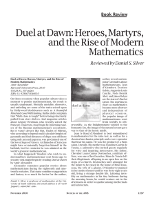 Duel at Dawn: Heroes, Martyrs, and the Rise of Modern Mathematics Book Review