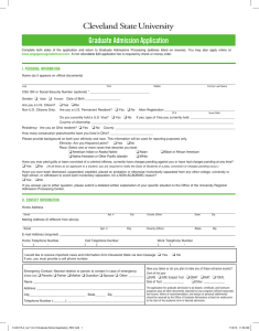 Graduate Admission Application I. PERSONAL INFORMATION