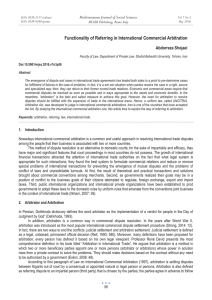 Functionality of Referring in International Commercial Arbitration Abdorreza Shojaei MCSER Publishing, Rome-Italy
