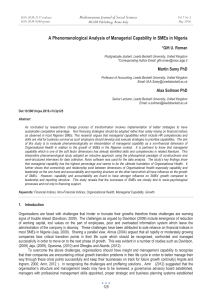 A Phenomenological Analysis of Managerial Capability in SMEs in Nigeria