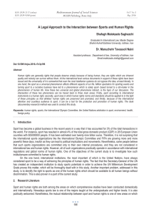 A Legal Approach to the Interaction between Sports and Human... Mediterranean Journal of Social Sciences Shafagh Malekzade Saghezchi MCSER Publishing, Rome-Italy