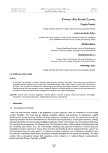 Problems of the Russian Economy Mediterranean Journal of Social Sciences Chapluk Vladimir