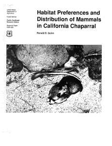 Habitat Preferences and Distribution of  Mammals in California Chaparral