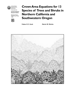 Crown Area Equations for 13 Northern California and Southwestern Oregon