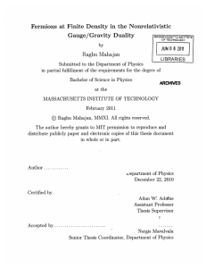 Fermions  at  Finite  Density  in ... Gauge/Gravity  Duality Raghu  Mahajan JUN  0 8
