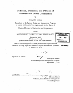 Collection,  Evaluation,  and  Diffusion of