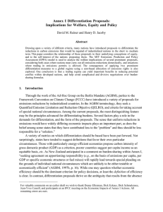 Annex I Differentiation Proposals: Implications for Welfare, Equity and Policy Abstract