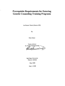 Prerequisite Requirements for Entering Genetic Counseling Training Programs Dr.