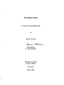 An  Honors Thesis (HONRS 499) by Jennifer Tarrance Thesis Advisor