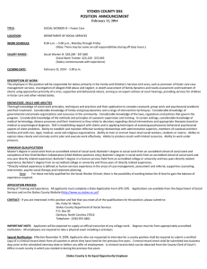 STOKES COUNTY DSS POSITION  ANNOUNCEMENT  February 11, 2014