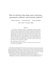 How do electoral rules shape party structures, ∗ Torsten Persson