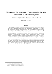 Voluntary Formation of Communities for the Provision of Public Projects Ori Haimanko