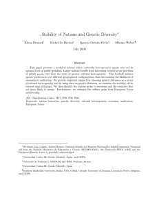 Stability of Nations and Genetic Diversity ∗ Klaus Desmet Michel Le Breton