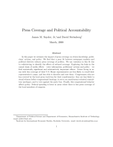 Press Coverage and Political Accountability James M. Snyder, Jr, and David Strömberg
