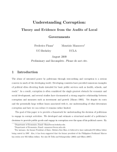 Understanding Corruption: Theory and Evidence from the Audits of Local Governments