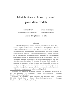 Identification in linear dynamic panel data models Maurice Bun Frank Kleibergen