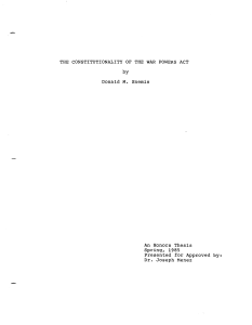 THE  CONSTITUTIONALITY  OF  THE  WAR ... by Donald  M.  Snemis An  Honors  Thesis
