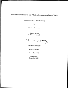 A Reflection on a Practicum and Volunteer Experience as a... An Honors Thesis (HONRS 499)