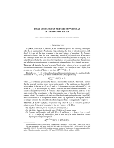 LOCAL COHOMOLOGY MODULES SUPPORTED AT DETERMINANTAL IDEALS 1. I