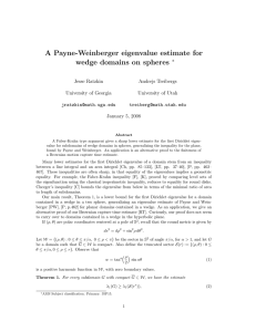 A Payne-Weinberger eigenvalue estimate for wedge domains on spheres