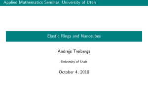 Applied Mathematics Seminar, University of Utah Elastic Rings and Nanotubes Andrejs Treibergs