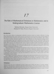 17 The Role of Mathematical Definitions in Mathematics and in