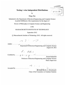 Testing  k-wise  Independent Distributions Ning  Xie (CT