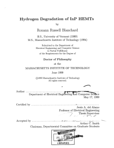 Hydrogen  Degradation  of  InP  HEMTs by M.S.,