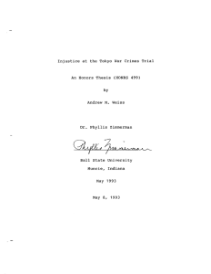 Injustice  at  the  Tokyo  War ... An  Honors  Thesis  (HONRS  499) by
