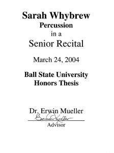 Sarah Whybrew Senior Recital Percussion Ball State University