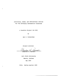 Acti vi ties.  Games,  and  IVIoti vational ... for  the  Secondary  Mathematics  Classroom