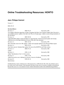 Online Troubleshooting Resources: HOWTO Jean−Philippe Guérard