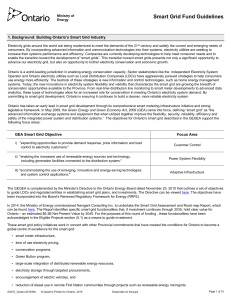 Smart Grid Fund Guidelines 1. Background: Building Ontario’s Smart Grid Industry