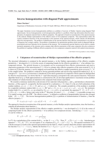 Inverse homogenization with diagonal Pad´e approximants Elena Cherkaev
