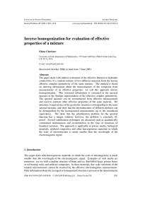 Inverse homogenization for evaluation of effective properties of a mixture Elena Cherkaev