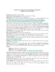 MATH 3150 PDES FOR ENGINEERS, SECTION 1 SPRING 2014 SYLLABUS