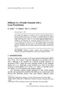 Diffusion  in  a  Periodic  Potential ... Local  Perturbation Received June  15,  1987