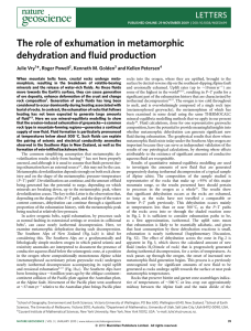 The role of exhumation in metamorphic dehydration and fluid production LETTERS *