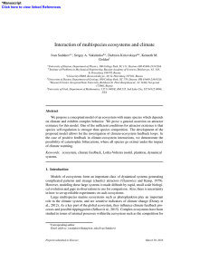 Interaction of multispecies ecosystems and climate *Manuscript Ivan Sudakov