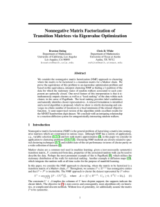 Nonnegative Matrix Factorization of Transition Matrices via Eigenvalue Optimization