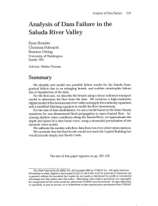 Analysis  of Dam Failure  in the Saluda River Valley Summary