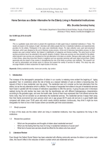 Home Services as a Better Alternative for the Elderly Living... Academic Journal of Interdisciplinary Studies MCSER Publishing, Rome-Italy MSc. Brunilda Dervishaj Hoxhaj