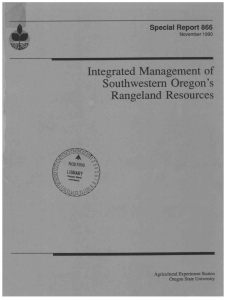 Integrated Management of . Southwestern Oregon's Rangeland Resources Special Report 866