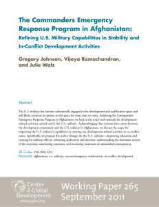 The Commanders Emergency Response Program in Afghanistan: In-Conflict Development Activities